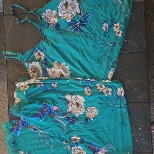 Cacique Teal Floral Pajama Set